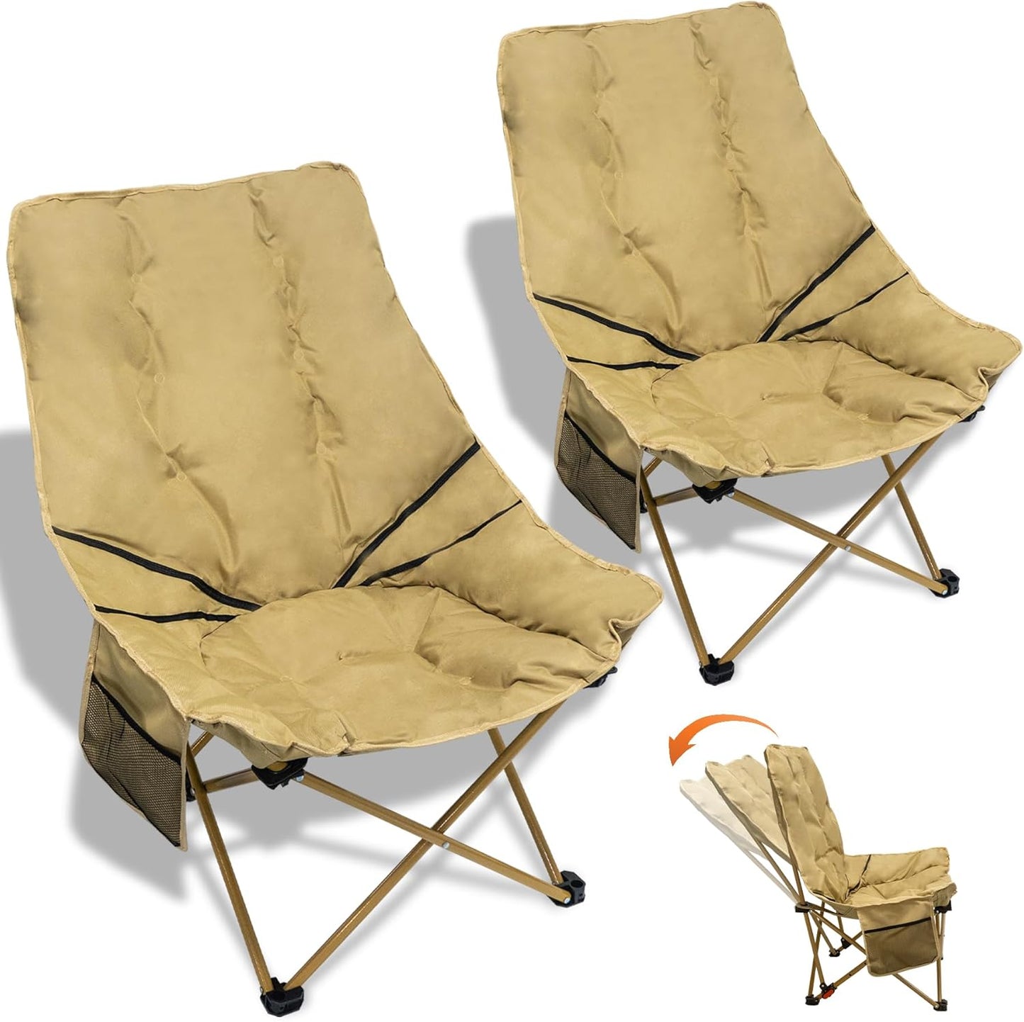 Camping Chair with Backrest Adjustment,Comfy & Extra Wide Butterfly Chairs,Outdoor Camping Recliner Chairs for Adults,Supports 330 LBS