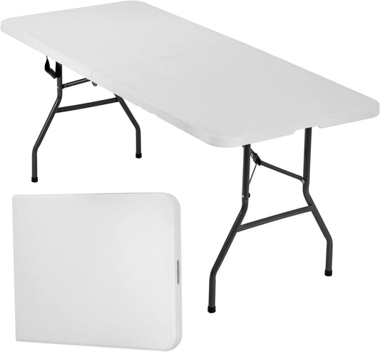 Folding Half Portable Foldable Table for Parties Backyard Events (White, 6 FT 70 * 29) (White, 6 FT)