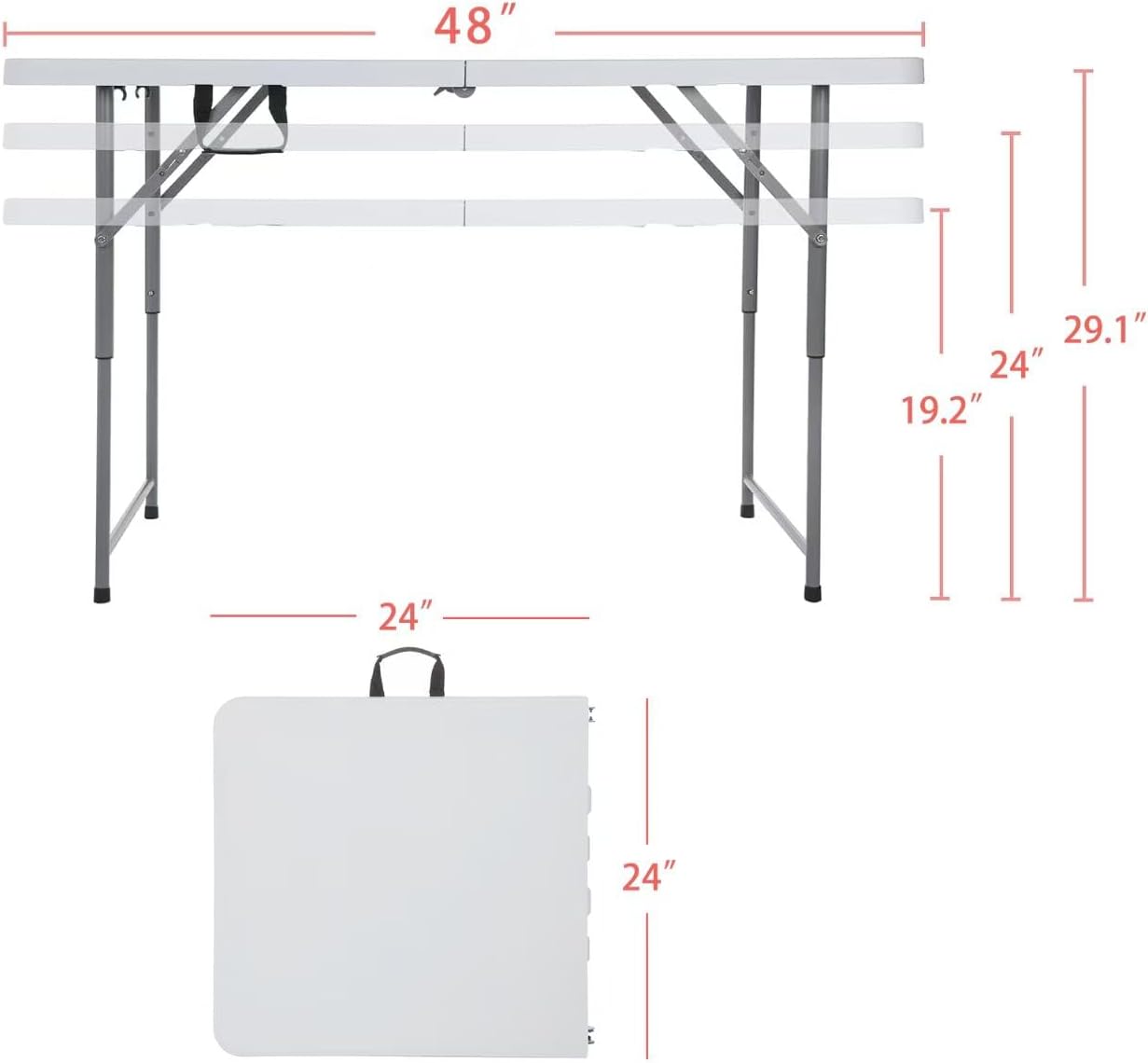 4ft Folding Table Outdoor Picnic Table Barbecue Camping Tables Courtyard Leisure Portable Tables Balcony Table
