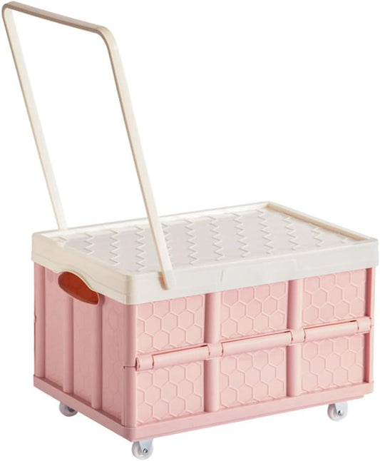 Moving Boxes Foldable Storage Bins with Lids Collapsible Storage Box Utility Wagon Camping Garden Shopping Cart Grocery Toy Clothes Books Container With Wheel Collapsible Storage Bins