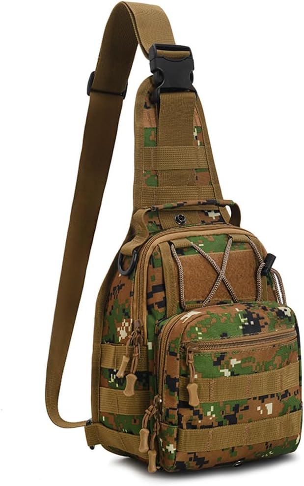 Tactical Backpack, Waterproof Military Cross-body  Sling Shoulder Backpack Chest Bag for Outdoor Every Day Carry Camouflage A