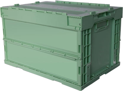 Foldable Storage Bin 56QT Collapsible Organizer Box with Handles for Home, Car Trunk, Camping & Outdoor, Eco-Friendly Plastic Container (Khaki, 21.9"x15.2"x12.8")