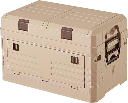 60L Collapsible Box with handles, Double-Layer Storage Box with Lids ideal for Camping, Daily Items, Snacks, Clothing storage, Tools