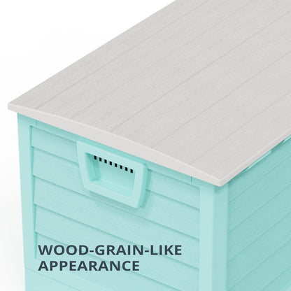 Foldable 75 Gallon Outdoor Storage Box, Plastic Storage Containers with Lid, Patio Deck Box Furniture for Garden, Pool, Balcony, Yard (Green)