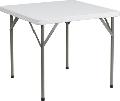2.85' Square Plastic Folding Event Table for Indoor/Outdoor Events, Portable Banquet Table with Locking Legs, White