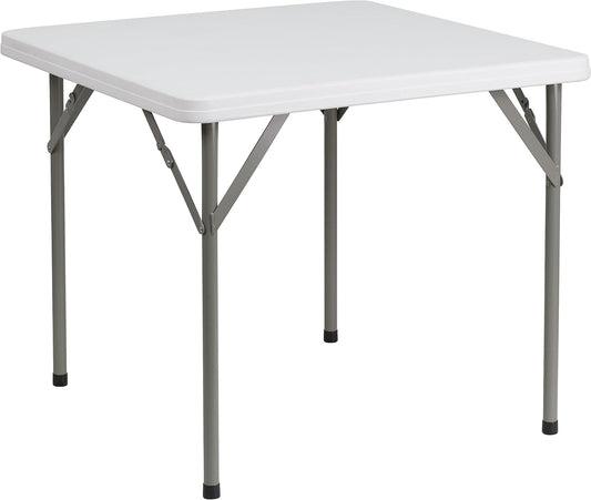 2.85' Square Plastic Folding Event Table for Indoor/Outdoor Events, Portable Banquet Table with Locking Legs, White