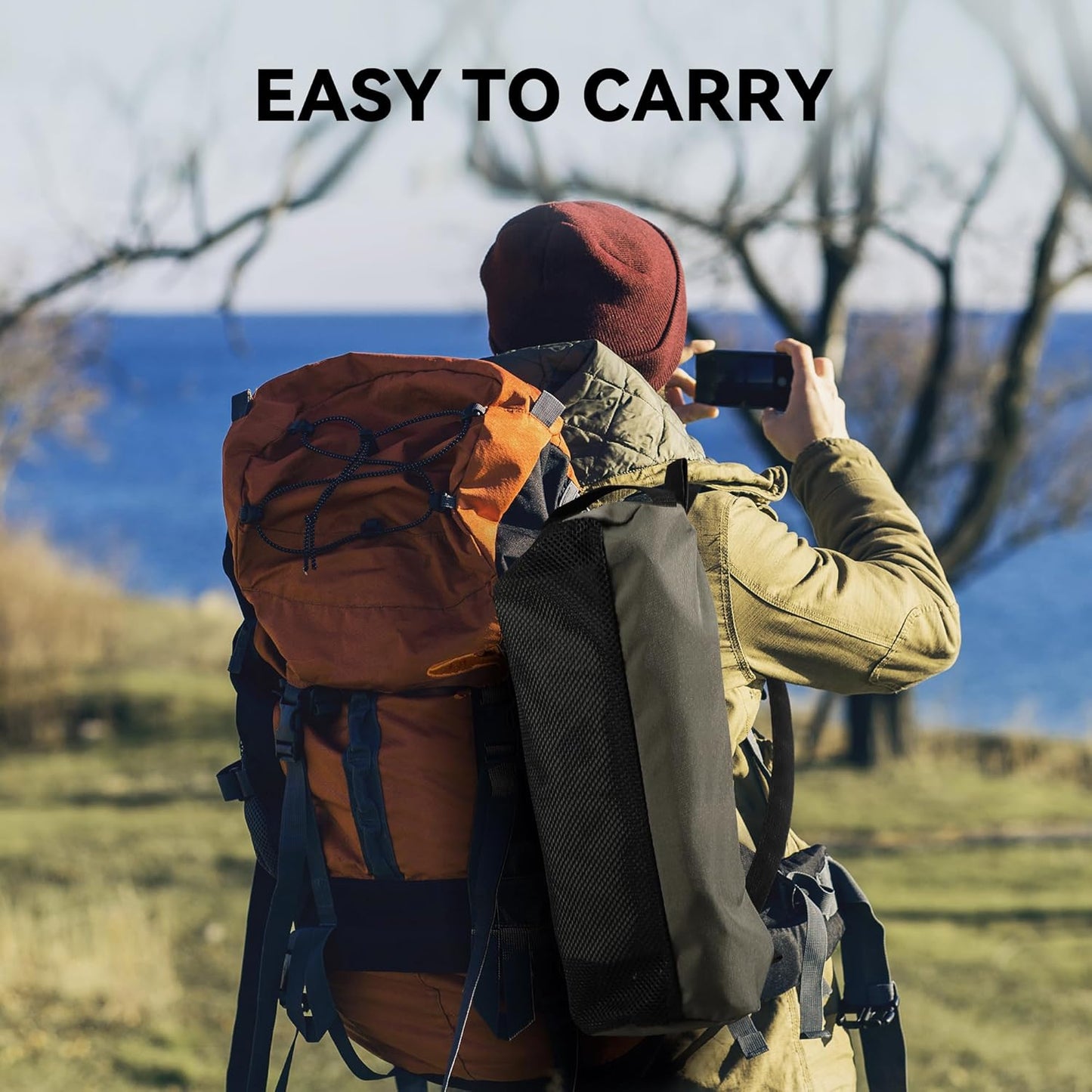 Ultralight Camping Chair, Portable Folding Backpacking Chair, Compact Camping Chair with Carry Bag for Outdoor Camp Hiking Backpack Beach Travel (Army Green)