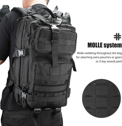 Military Tactical Backpack, 35L Large Capacity Rucksacks 2 Day Army Assault Pack Go Bag for Hunting, Trekking, Camping and Other Outdoor Activities -Black