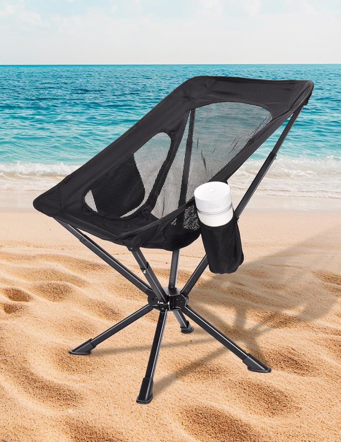 Portable Chairs for Adults Foldable, Fast Setup, Lightweight & Small Folding Chair with Cup Holder, Side Pocket and Carry Bag - Support 350 LBS